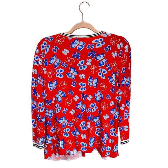 Talbots Floral Cardigan Women’s XL Red 3/4‎ Sleeve Retro 90’s Inspired Y2k - Picture 7 of 11